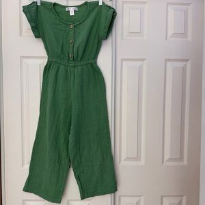 Japna Girls 100% Cotton Green Button-Down Jumpsuit Girls Size 10